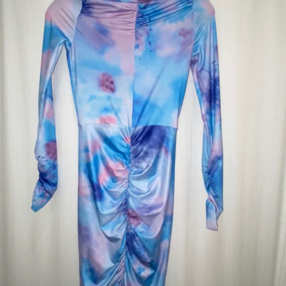 Blue and Pink Bodycon maxi dress